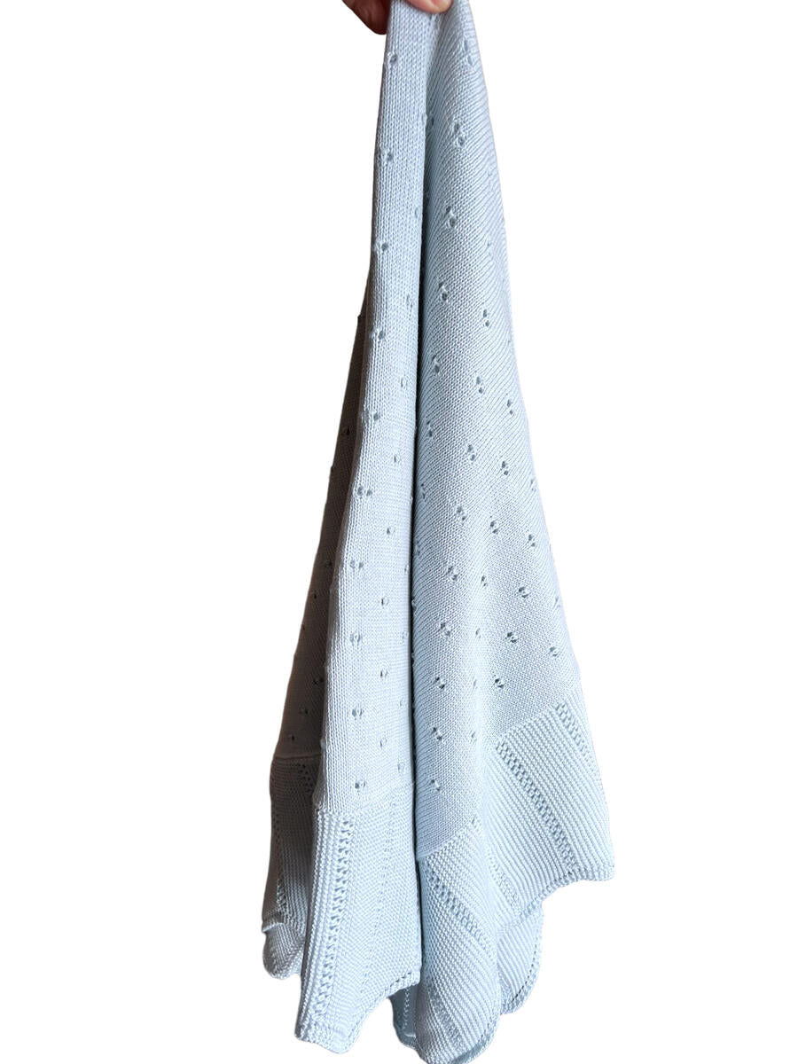 Lace Edge Blanket- Blue