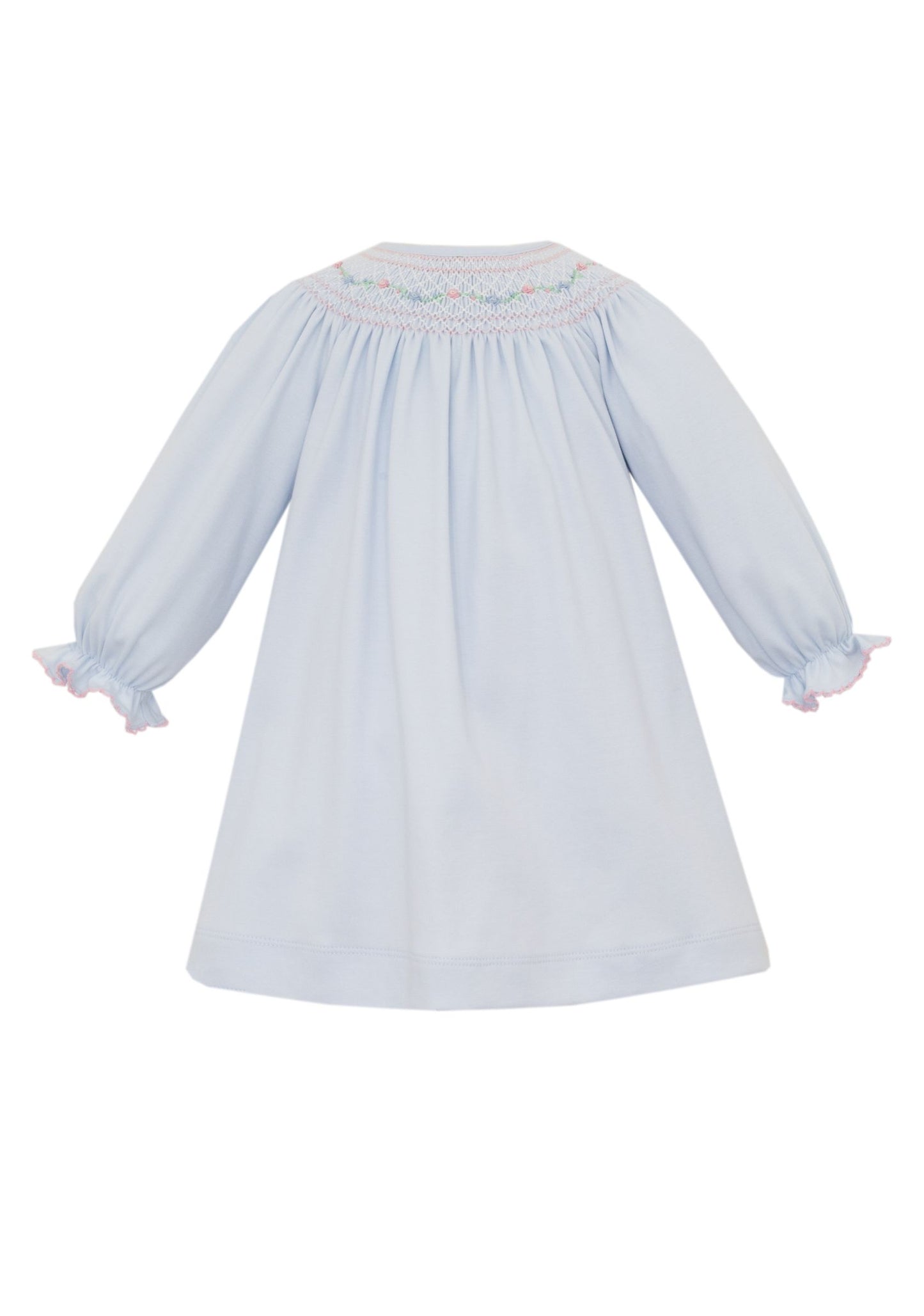 MERY BLUE SMOCKED BISHOP DRESS L/S