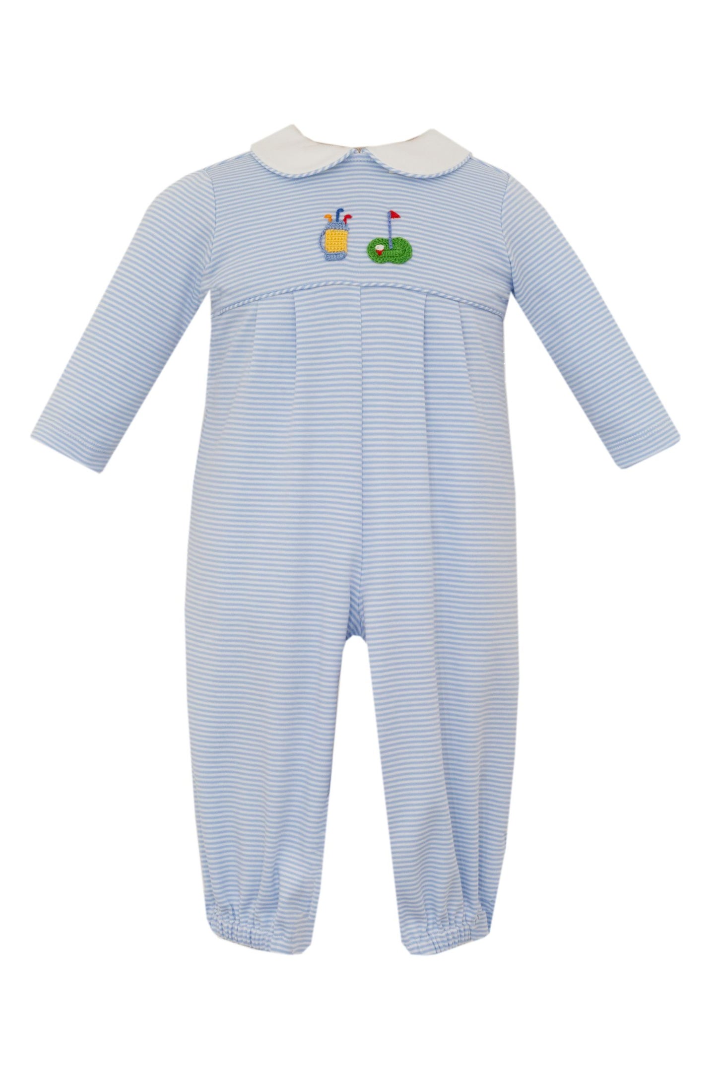 GOLF - Lt.blue stripe knit boy´s long romper L/S