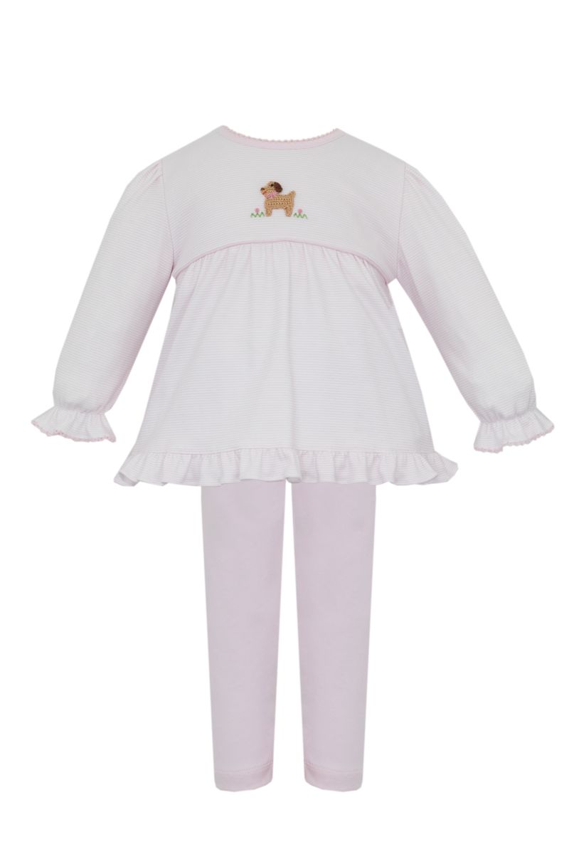 PUPPIES GIRL´S - Pink knit stripe Girl's tunic set **PREORDER- SHIPS MID AUGUST**