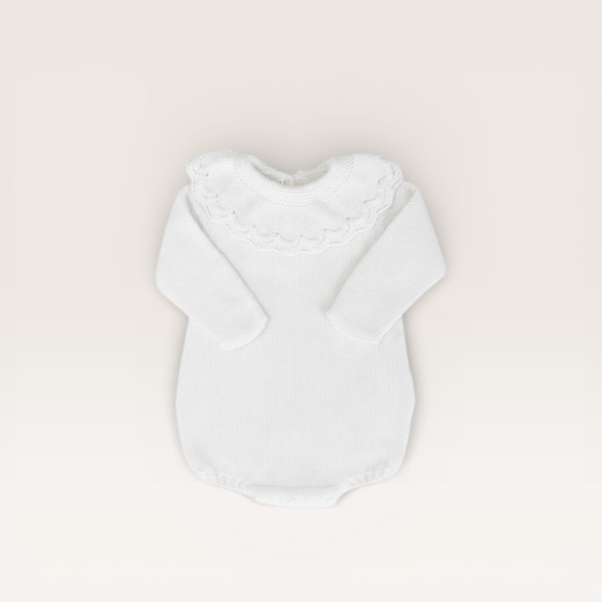 White Scalloped Collar Knit Bubble