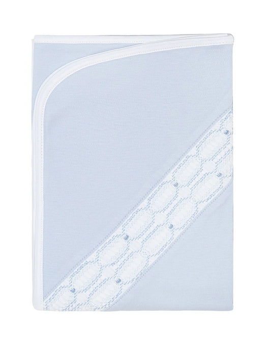 Signature Smocked Boys Receiving Blanket - Blue