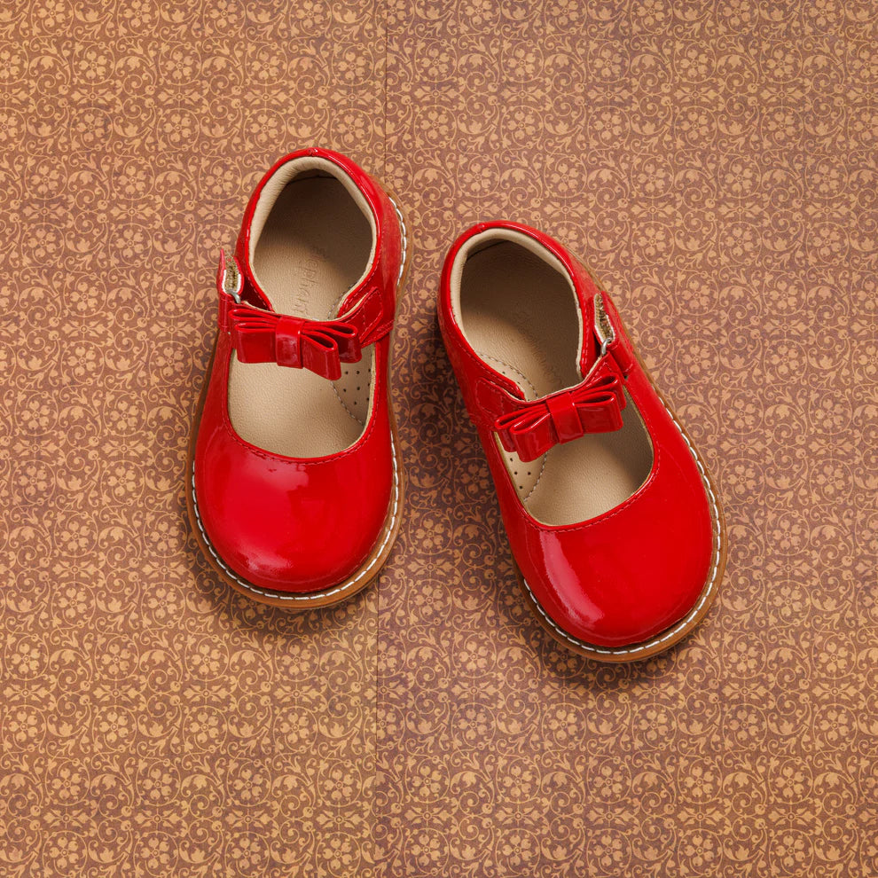 Mary Jane with Bow- Patent Red