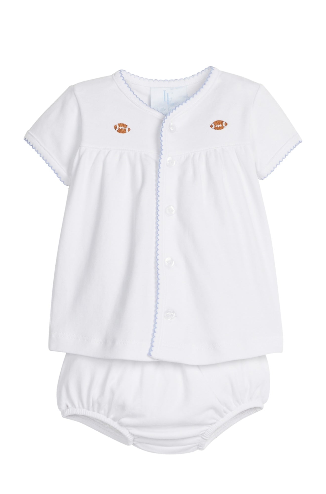 Pinpoint Layette Knit Set- Football
