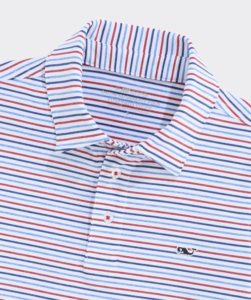 BRADLEY STRIPE SANKATY POLO / WHITE/HULL BLU/RED