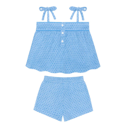 Girls le marin dot french terry tie top and short set