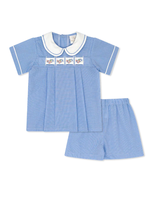Noah Ribbon Short Set - River Royal Minigingham