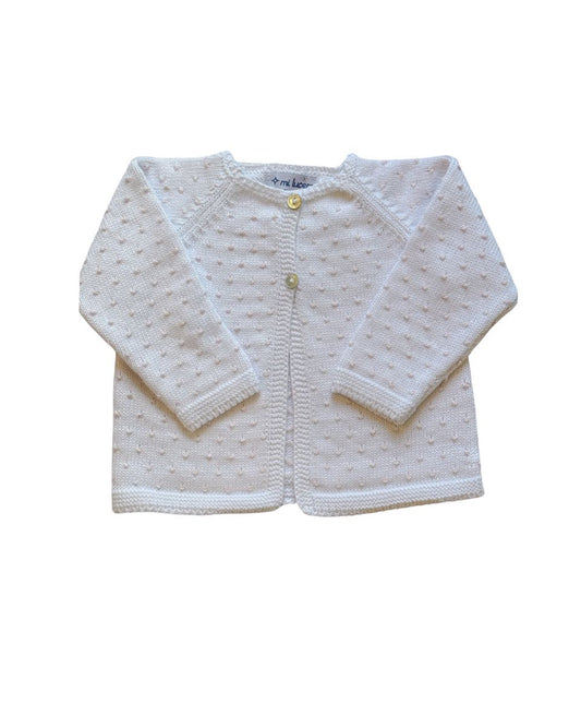Dot Cardigan - White/Light Pink