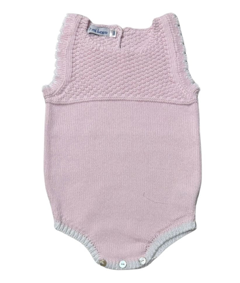 Ruffle Pebble Stitch Bubble - Light Pink / White