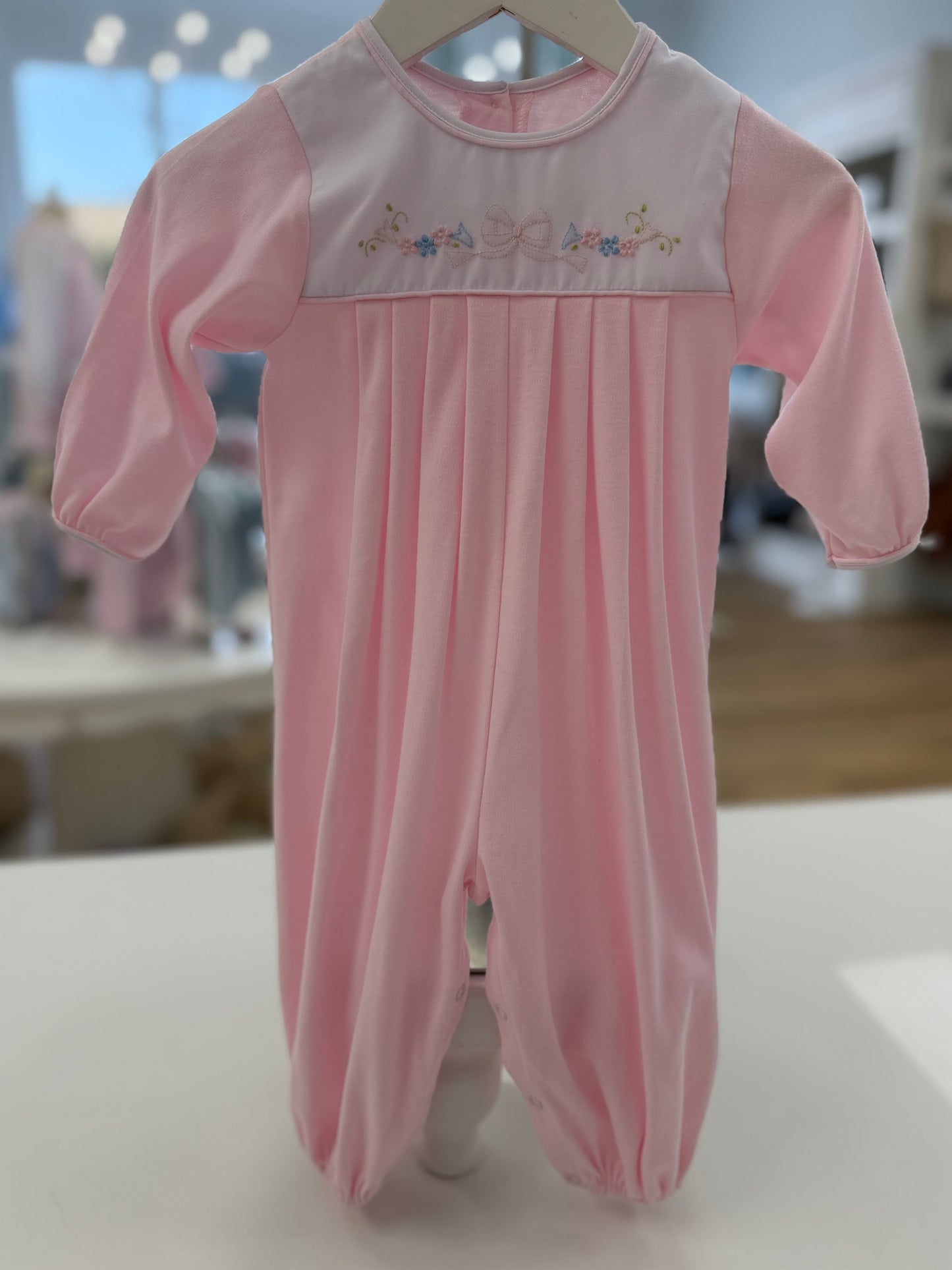 Pink Knit Longall with Hand Embroidered Bows