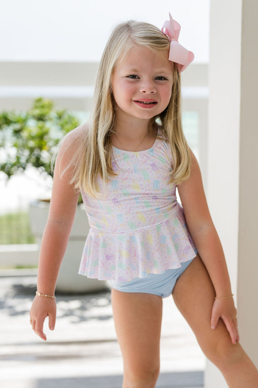 Collette Peplum Swim -Popsicles Peplum Two Piece Swim *PRESALE*
