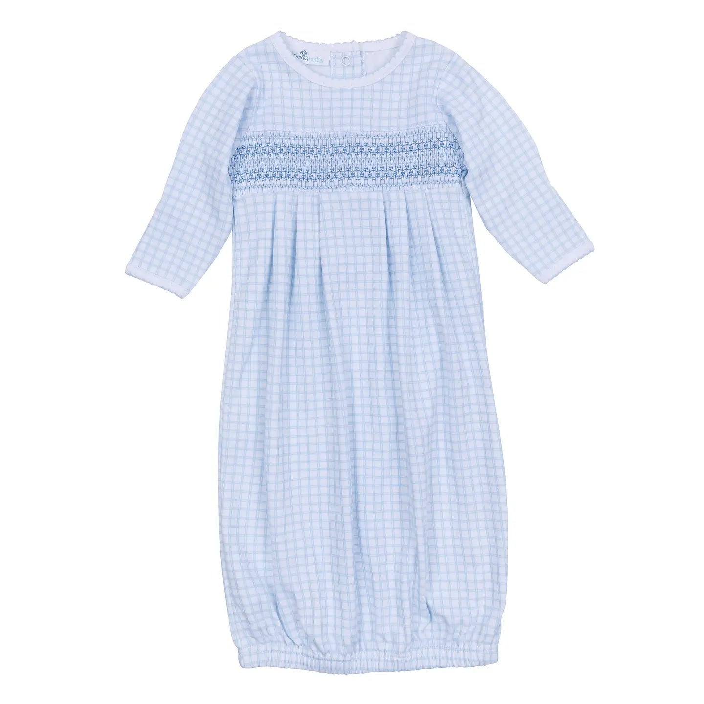 Wishes Smocked Pleated Gown - Light Blue