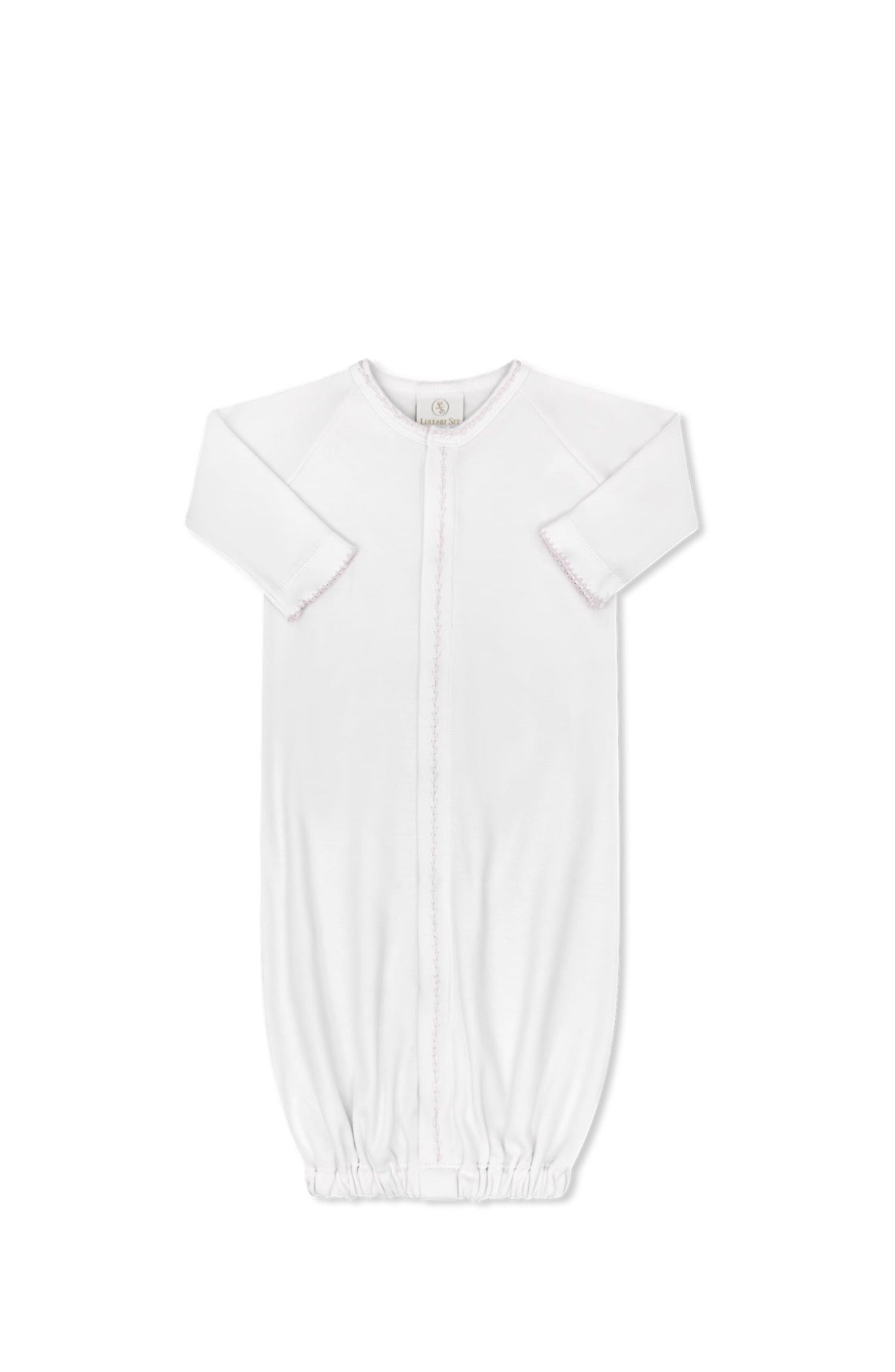 Snuggle Me Saque - Park White with Park Pink Featherstitching OS