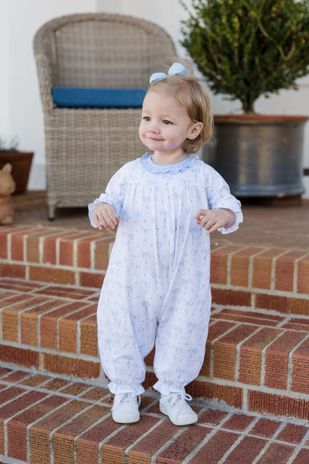 Lila Long Bubble- Blue Bows Knit