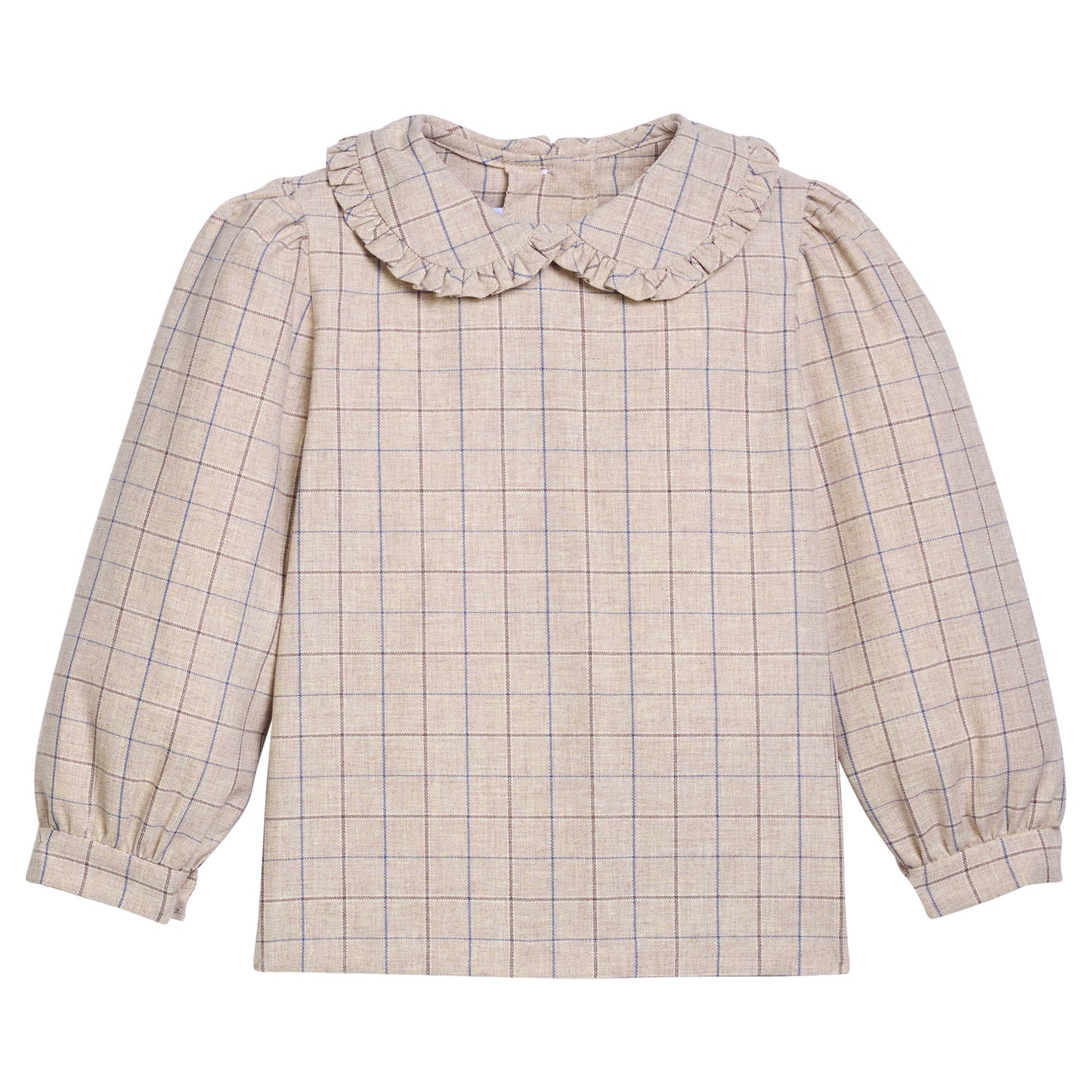 Madison Corduroy Jumper with Durham Windowpane Ruffled Peter Pan Blouse