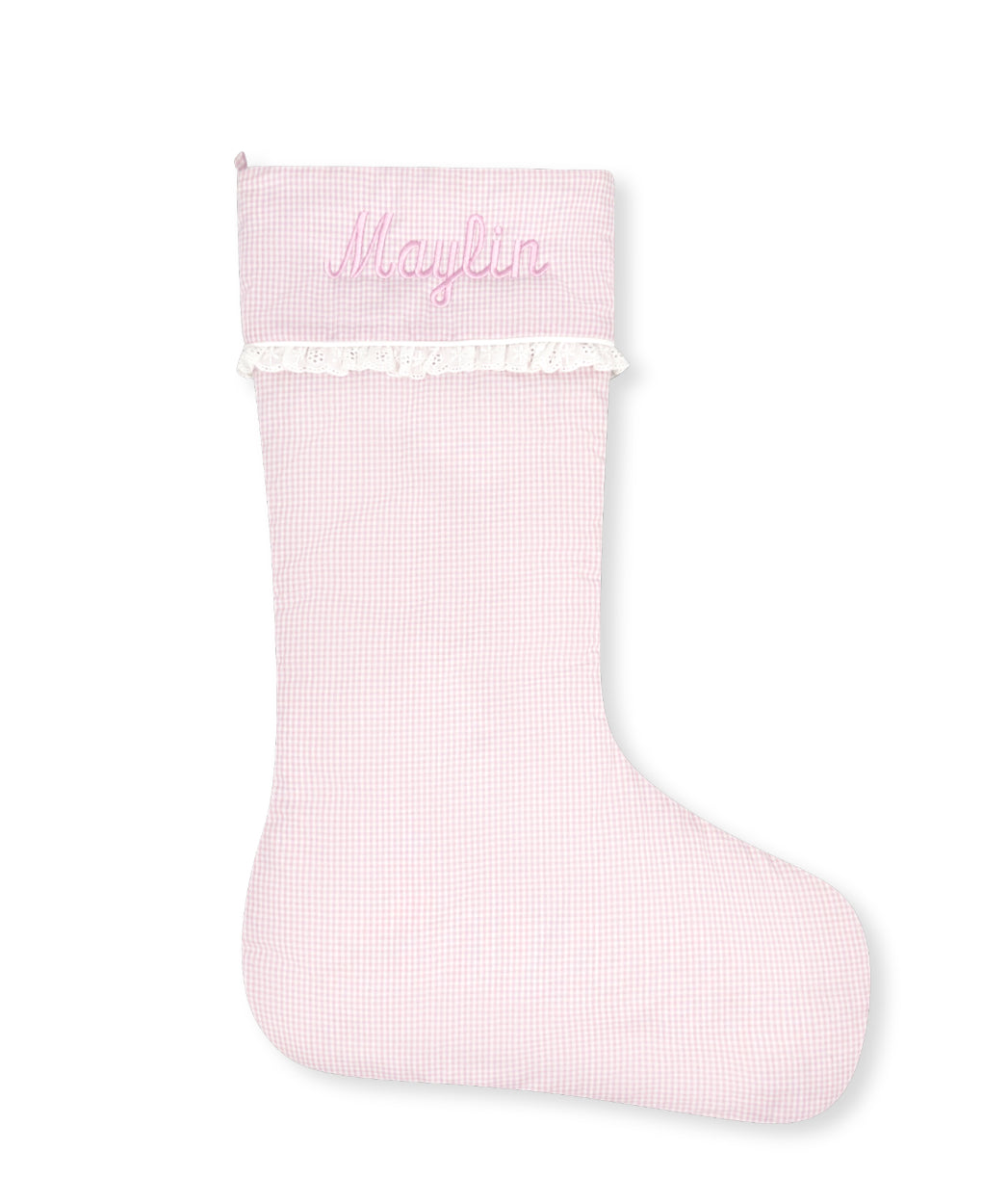 Holiday Stocking - Baby Pink Minigingham