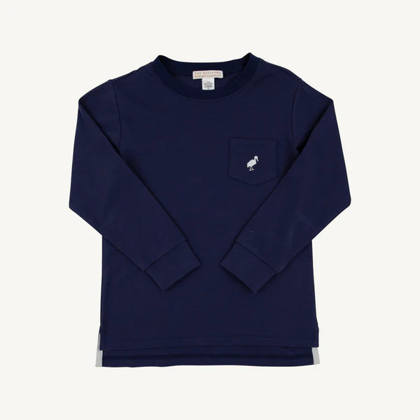 Long Sleeve Carter Crewneck Nantucket Navy/Worth Ave White
