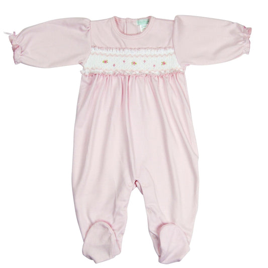Pima Smocked Footie - Pink