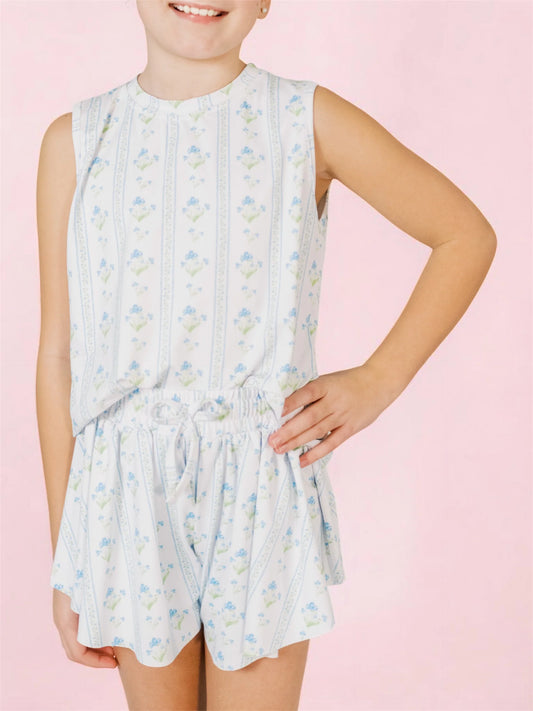 Lollie Set in Blue Trellis