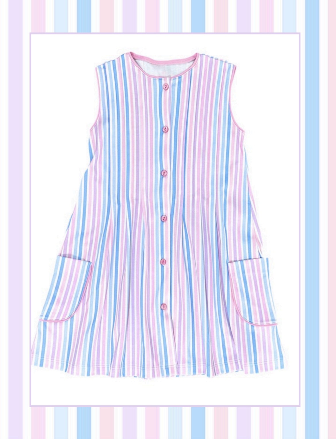 Reagan Dress - Pastel Stripe Button Front Dress