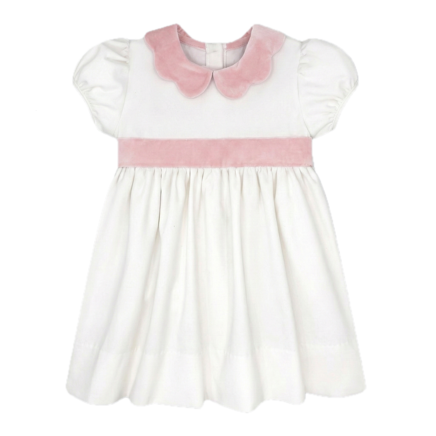 Blakely Band Dress - Winter White Velvet, Petite Pink Velvet