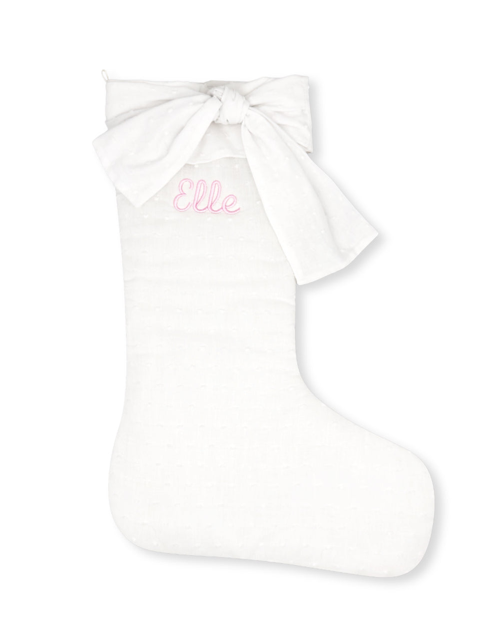 Holiday Stocking - Snow White Swiss Dot