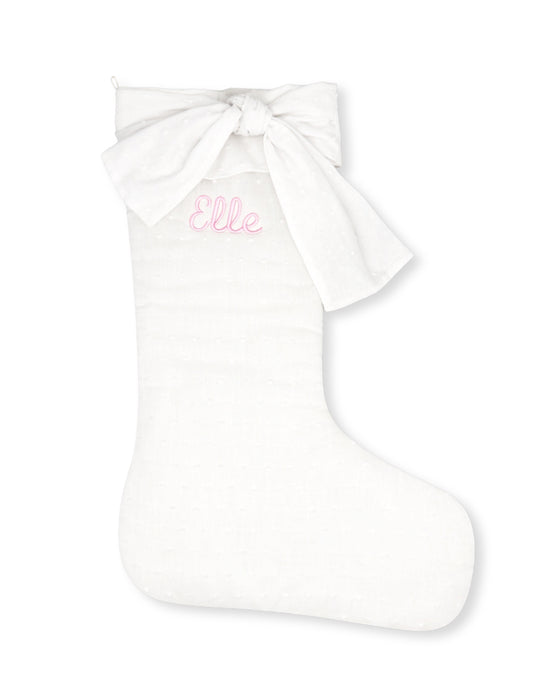 Holiday Stocking - Snow White Swiss Dot