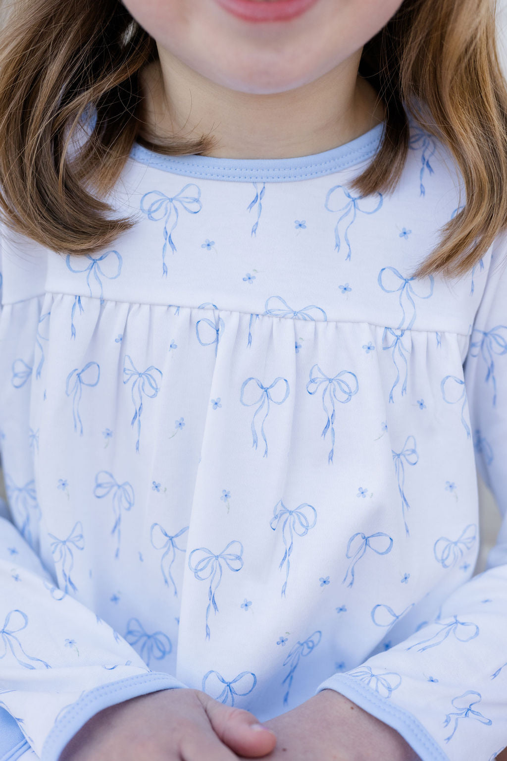 Lennon Pocket Dress- Blue Bows Knit