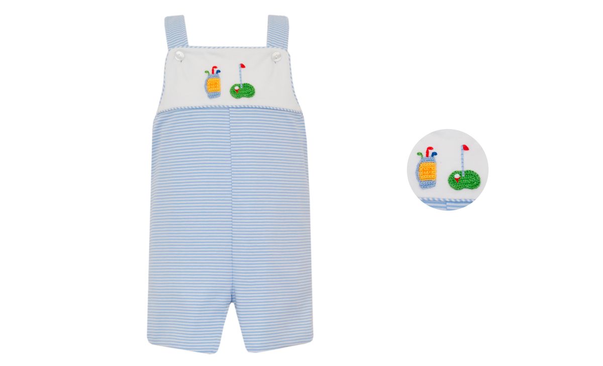 Golf Knit Blue Stripe Romper