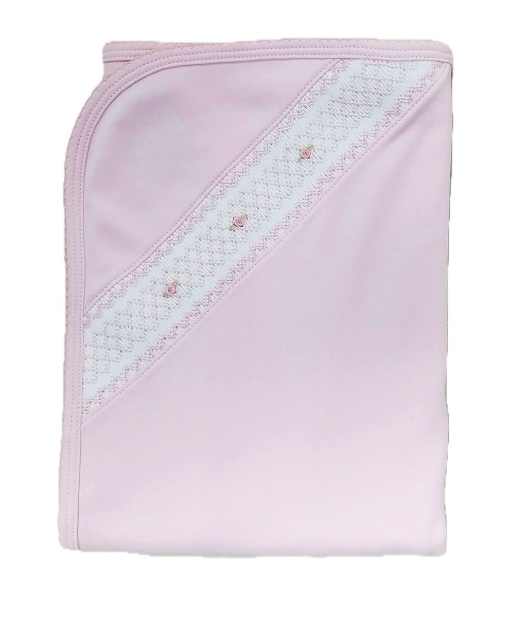 Classic Pink Smocked Blanket