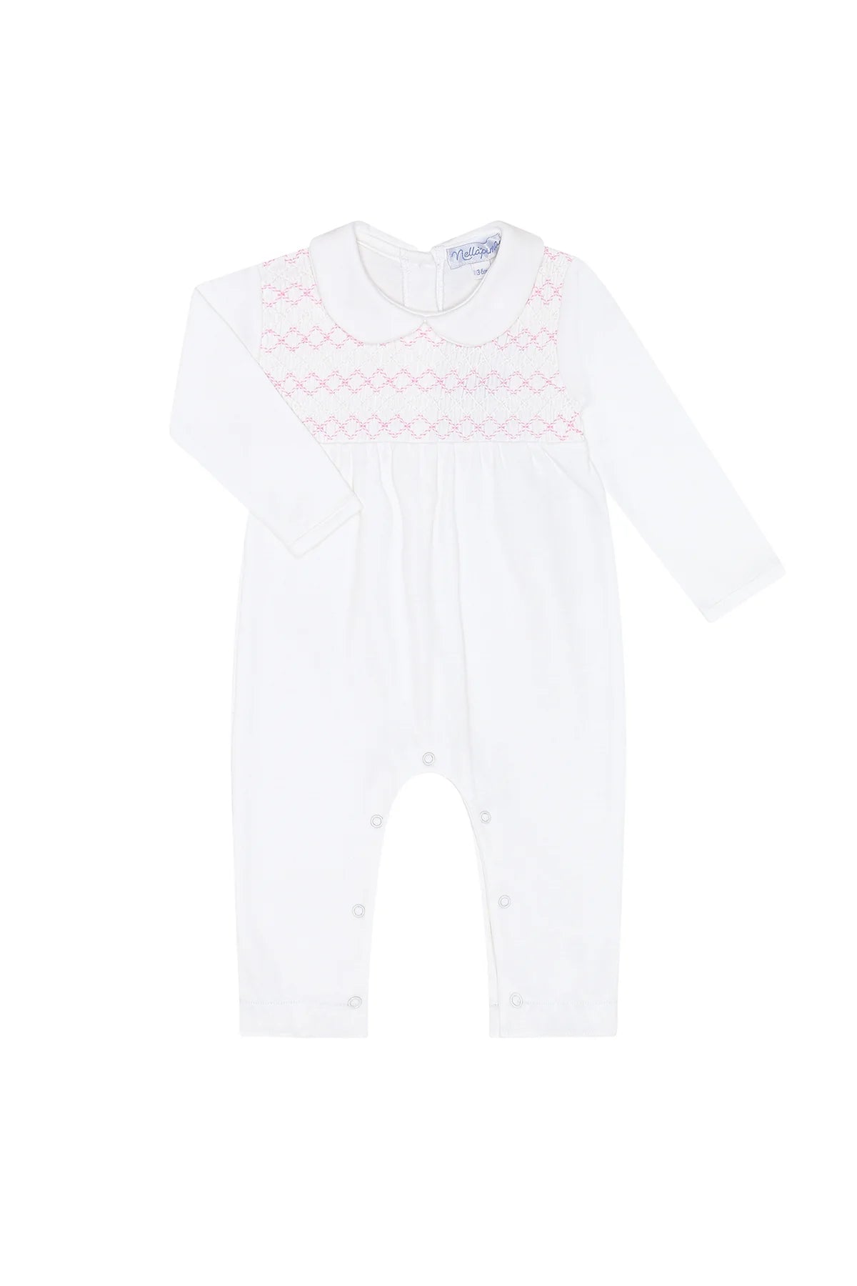 Signature Smocked Girls Playsuit - White