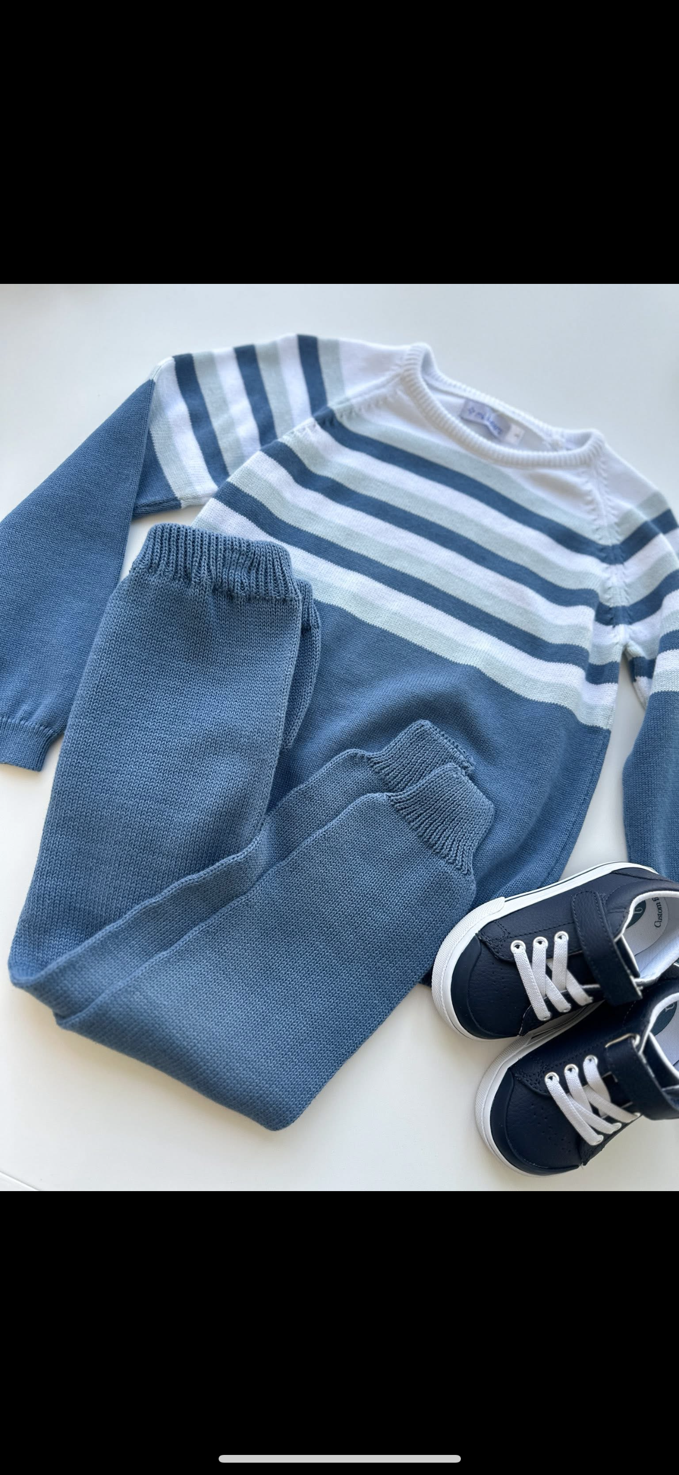 Steward Blue - Light Blue Stripe Crew Sweater Set