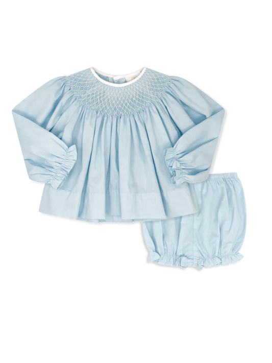 Betsy Bloomer Set Long
Sleeve- Birmingham Blue
Pique, Smocking