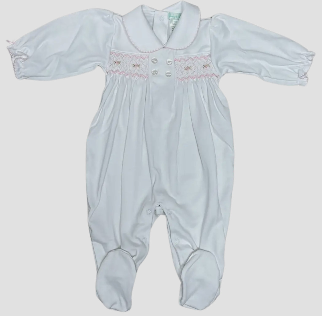 Little Threads- Hand Smocked Footie-Pink