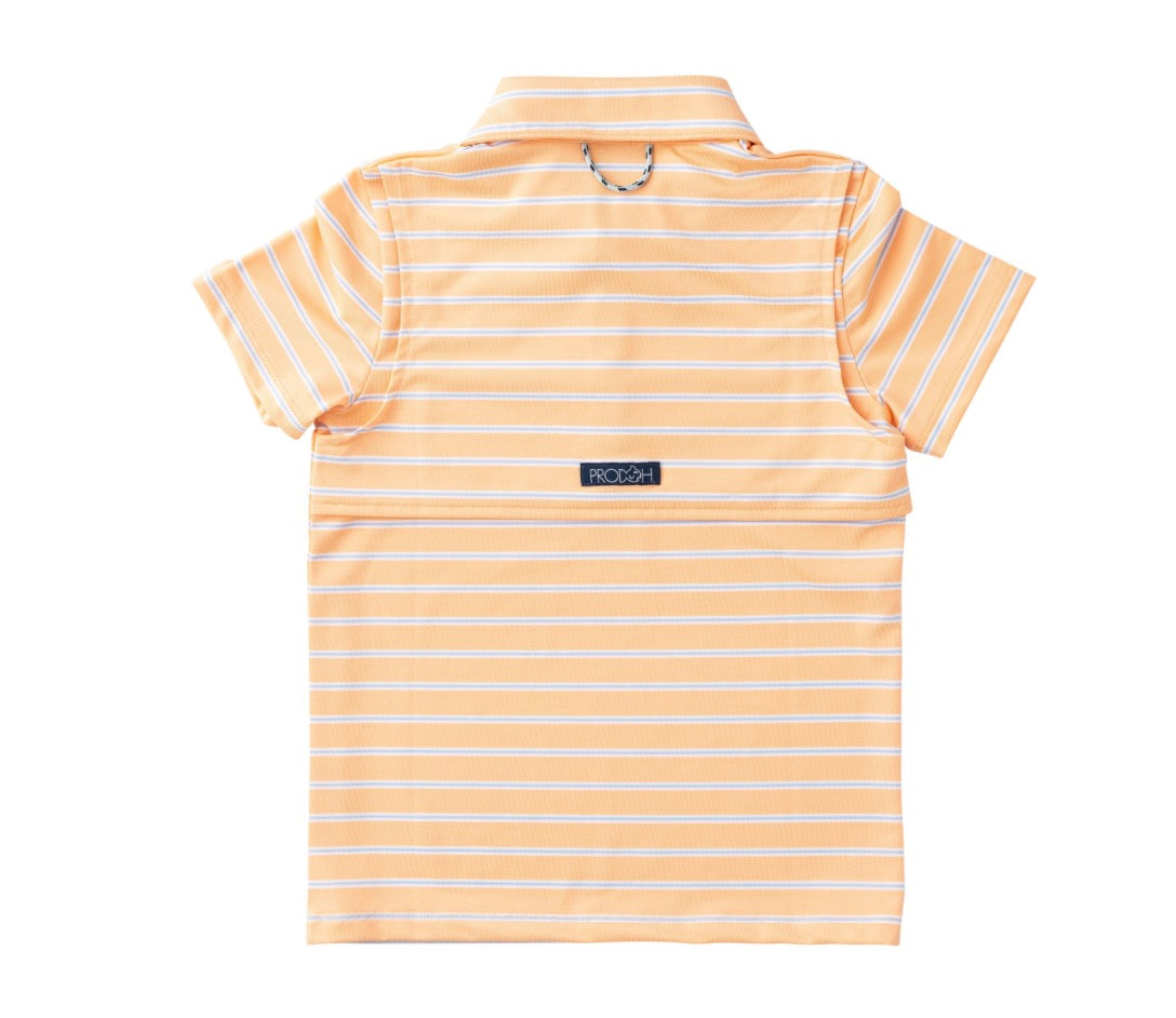 Boys' Short Sleeve Pro Performance Polo - Orange Chiffon Stripe