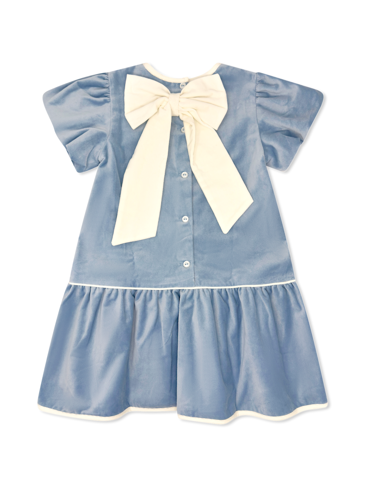 Harper Dress - Beaufort Blue Velvet, Winter White Velvet