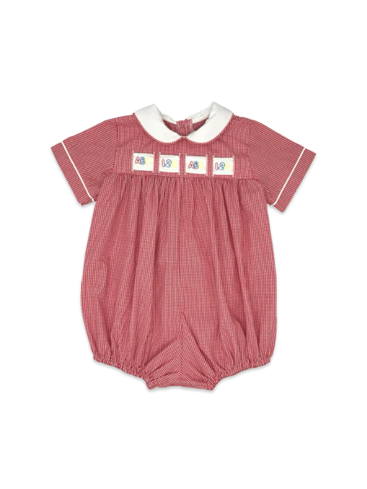 Noah Ribbon Red Mini Gingham Boy Bubble