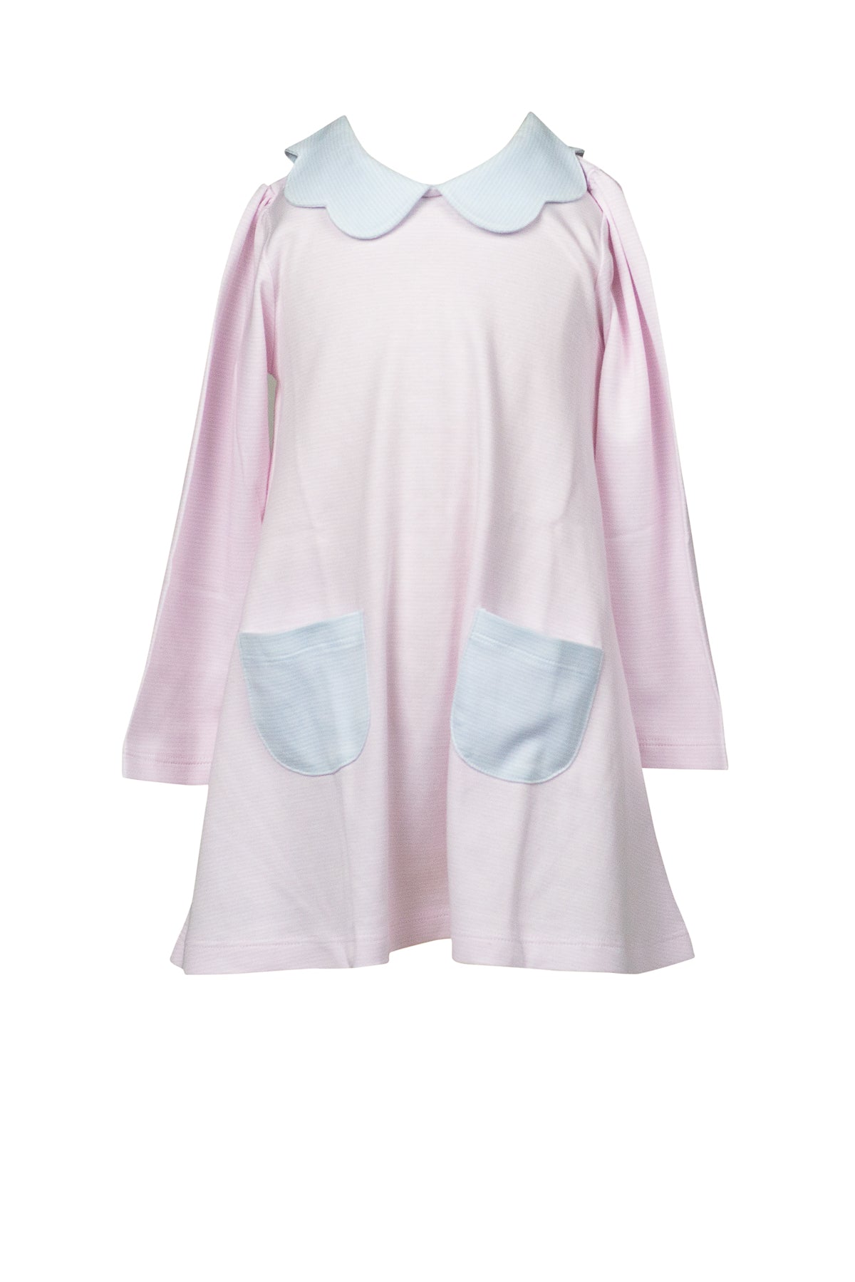 TPP-Lt Pink Stripe Scallop Collar Dress-