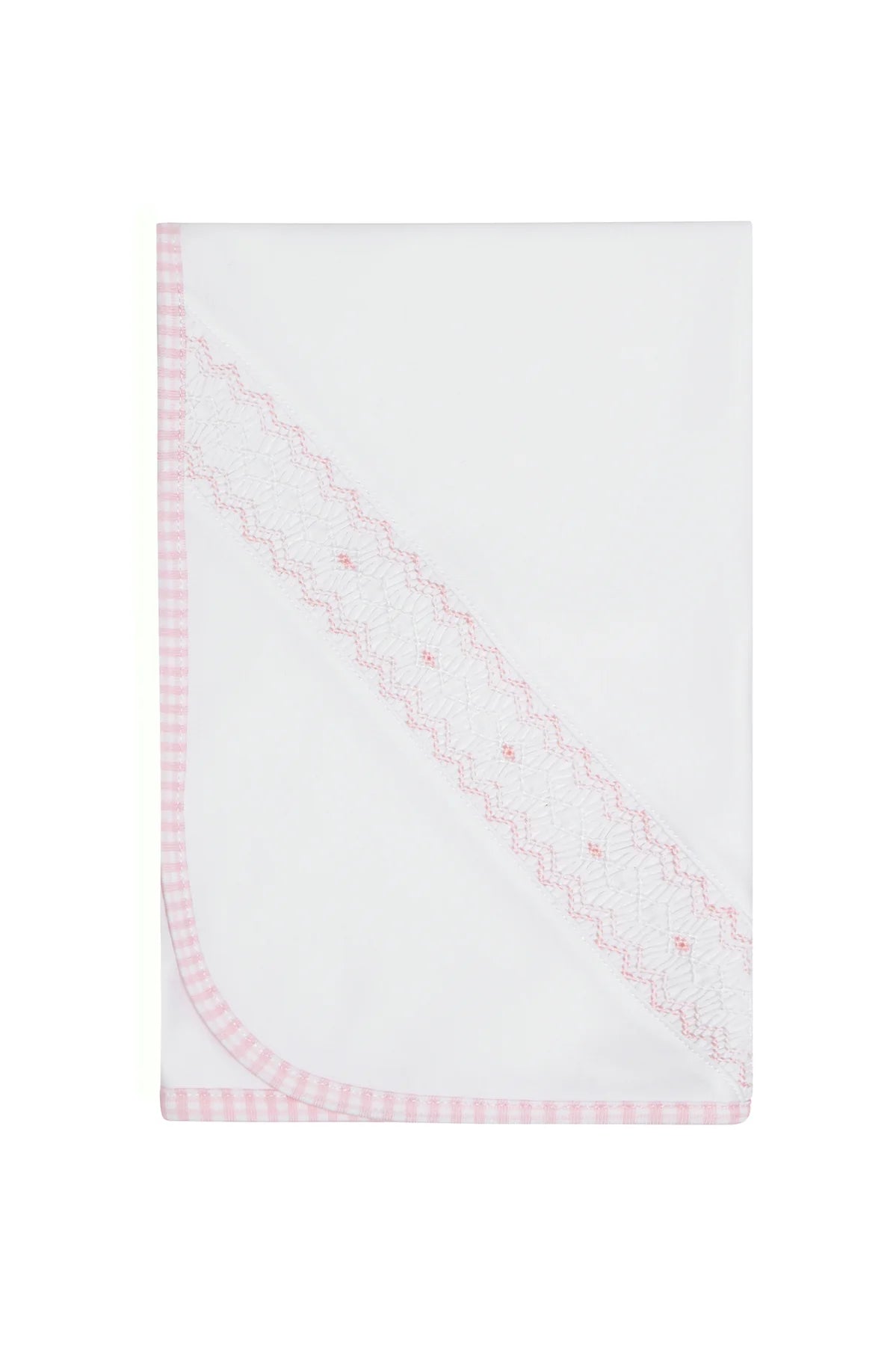 Pink Gingham Smocked Blanket