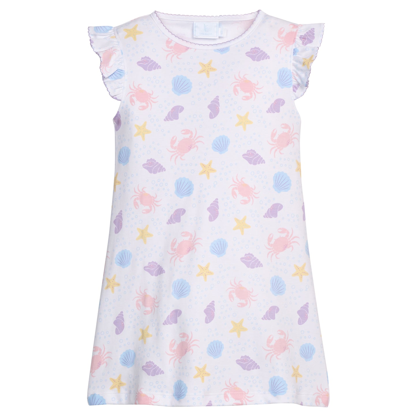 Printed Angel Sleeve Dress - Sea Shells