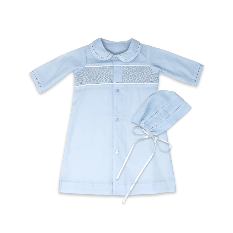 Royal Daygown Set- Blessings Blue with Smocking