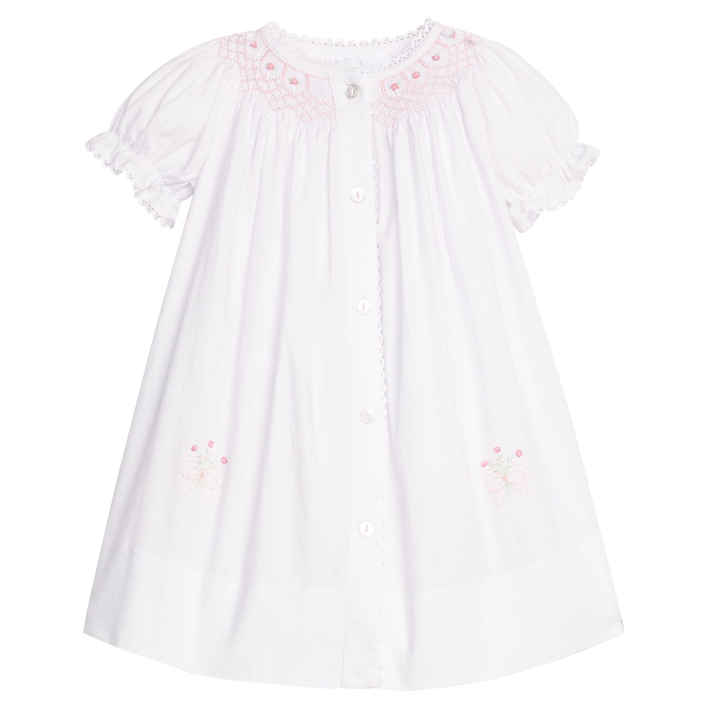 Smocked Heirloom Gown - Pink Roses
