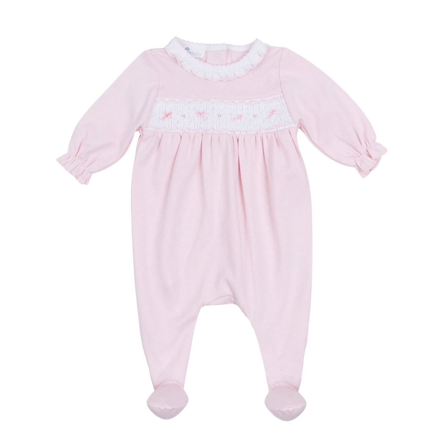 Amelias Pink Smocked Bow Footie