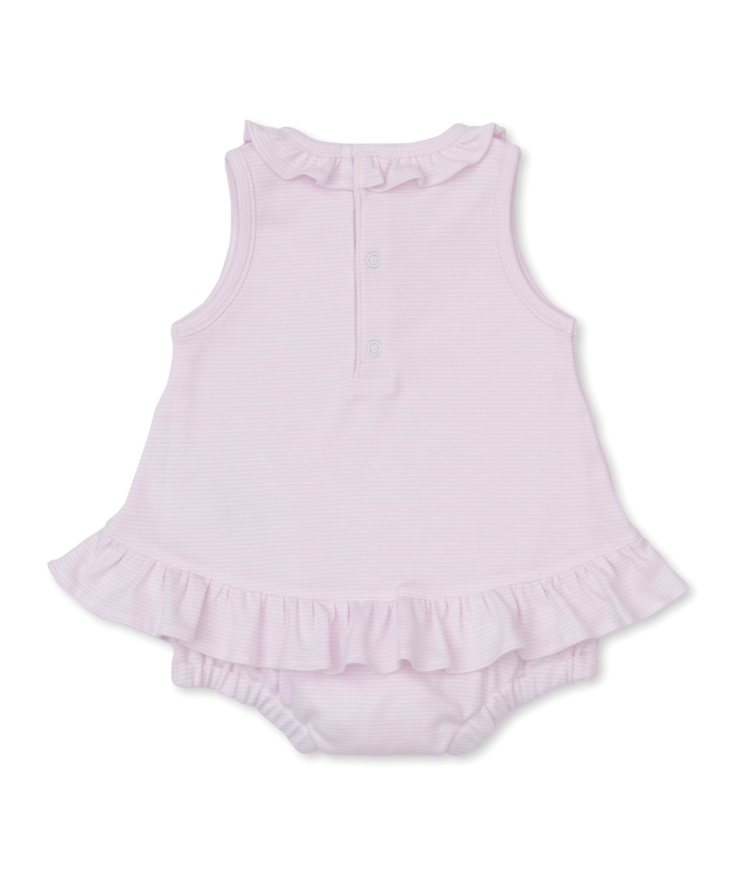 Pink Stripe Hand Embroidered Bubble- Strawberries