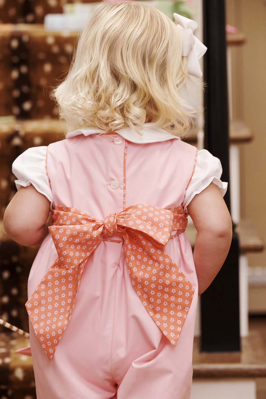 Sleeveless Rebecca Romper - Broadcloth-Sandpearl Pink/Mill St Manor Mini Floral