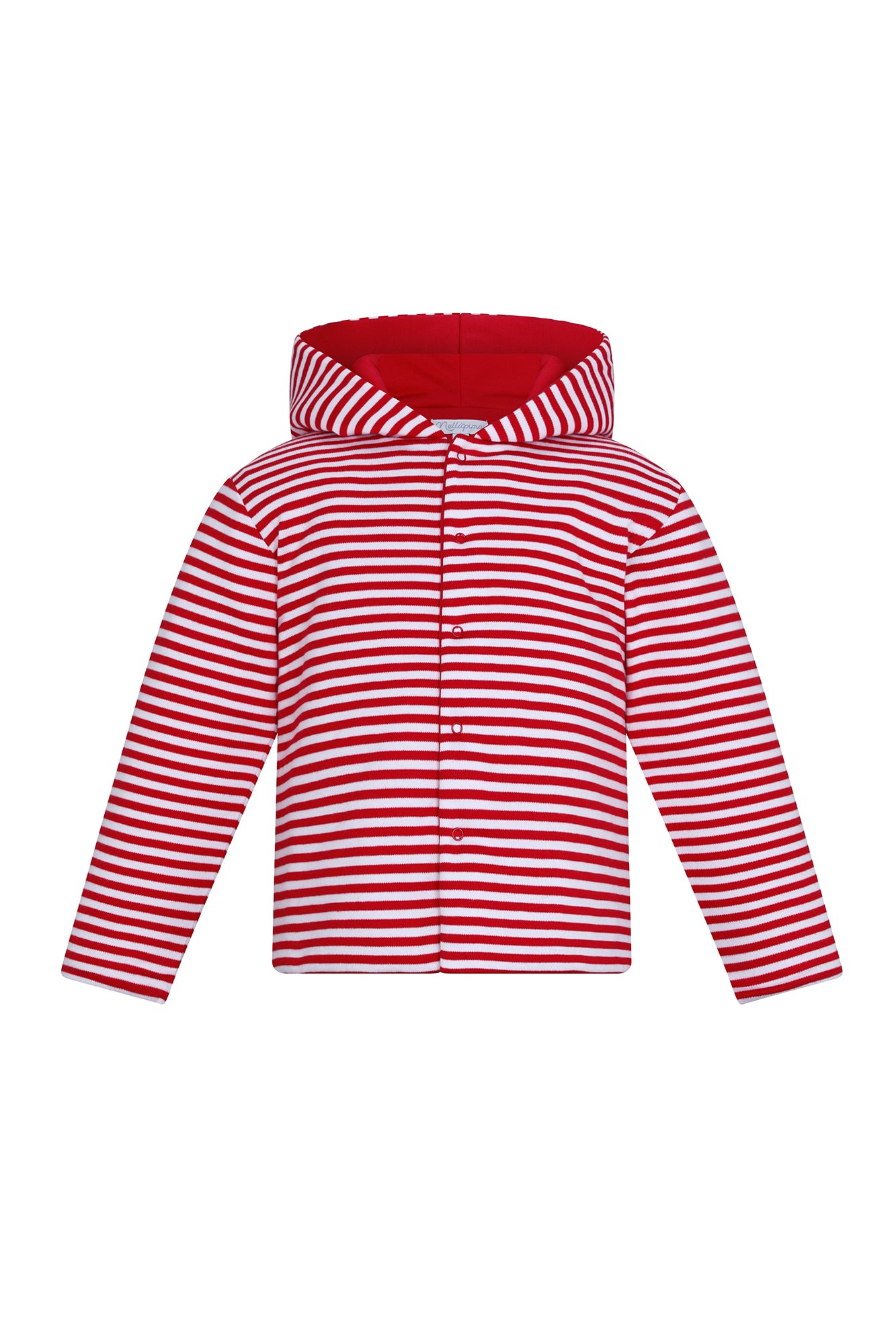 Reversible Pima Stripe Hooded Jacket-Red