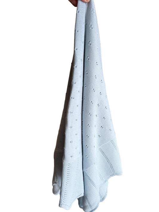 Lace Edge Blanket- Blue