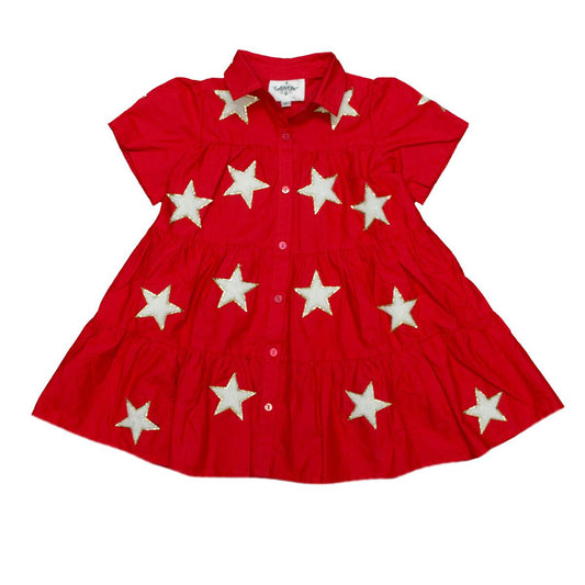 Red And White Chenille Star Dress