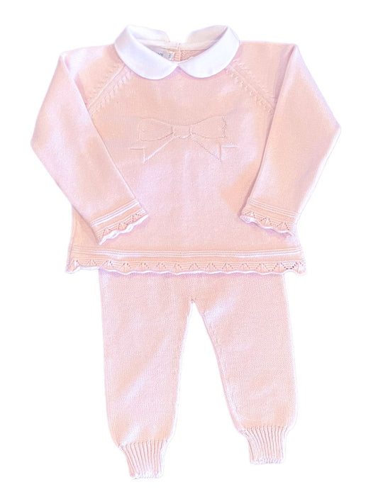Pink Knit Bow Set