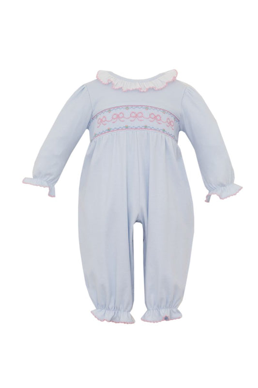 BOWS - Lt.blue knit girl´s long romper